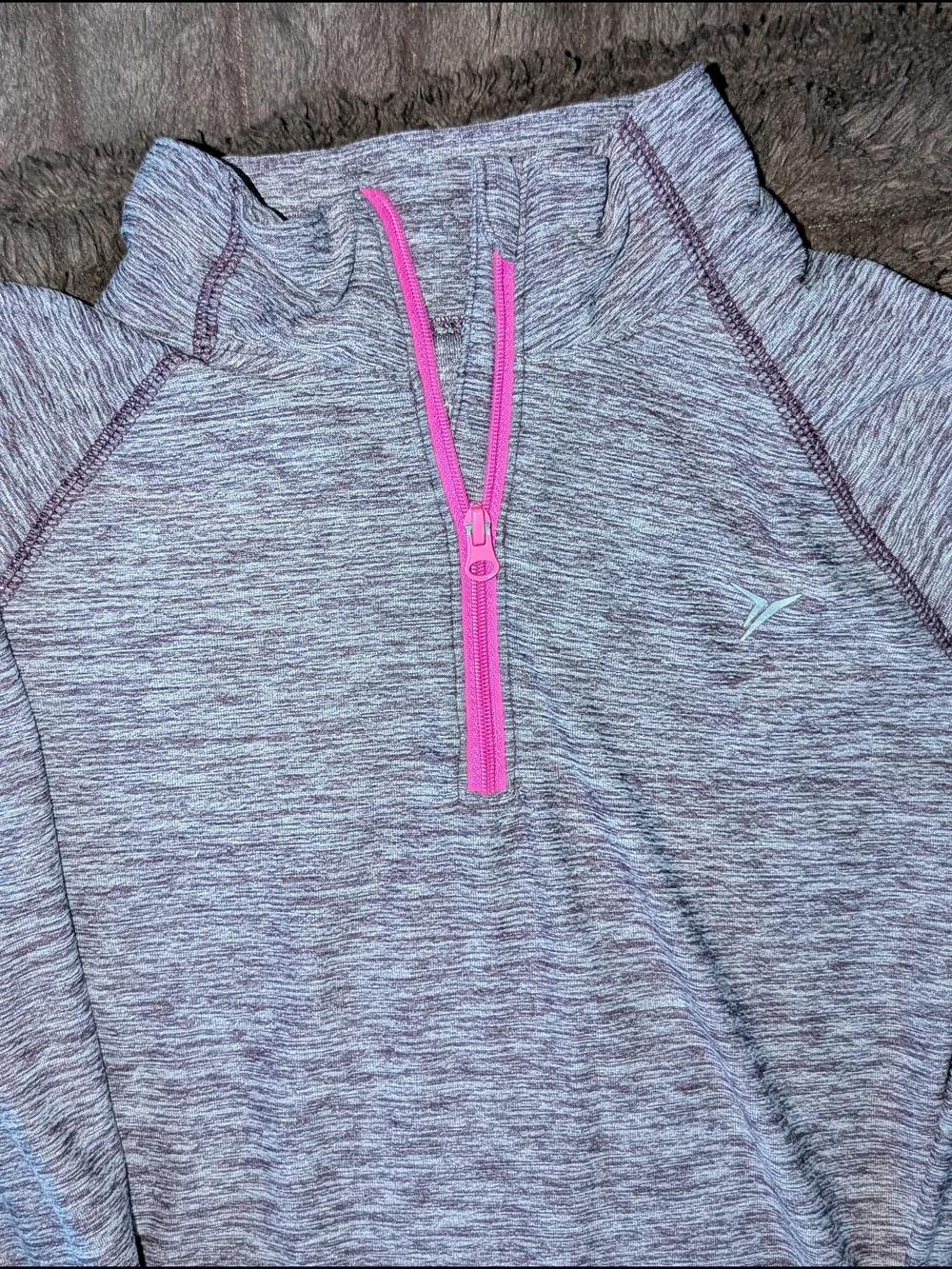 Old Navy Girls Heather Gray Long Sleeve Pullover with Pink Zip